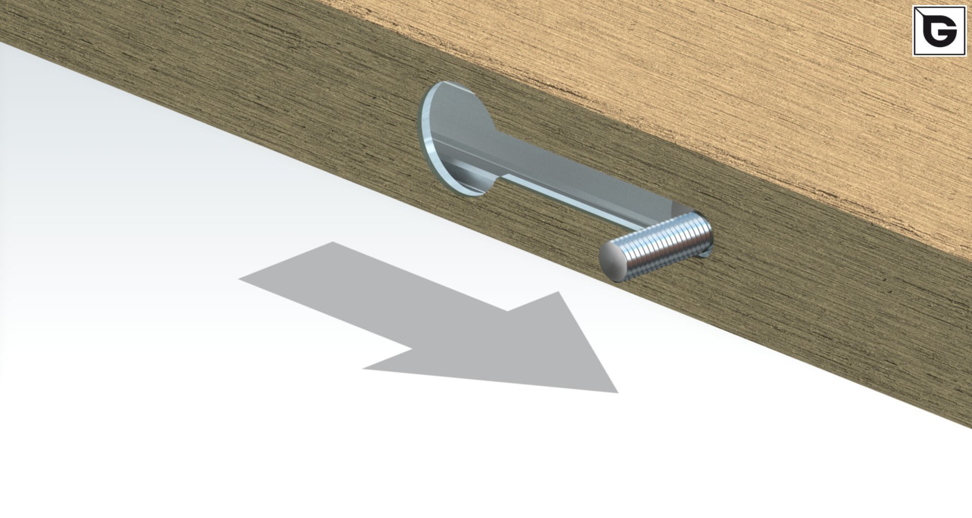 Befestigung über 
 Bolzen mit Flansch