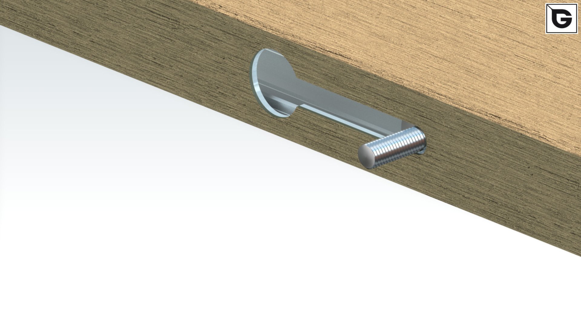 Befestigung über 
 Bolzen mit Flansch