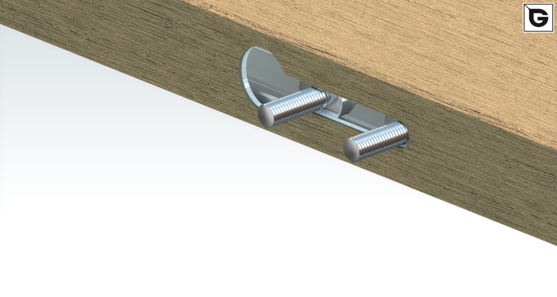 Befestigung über 
 Bolzen mit Flansch