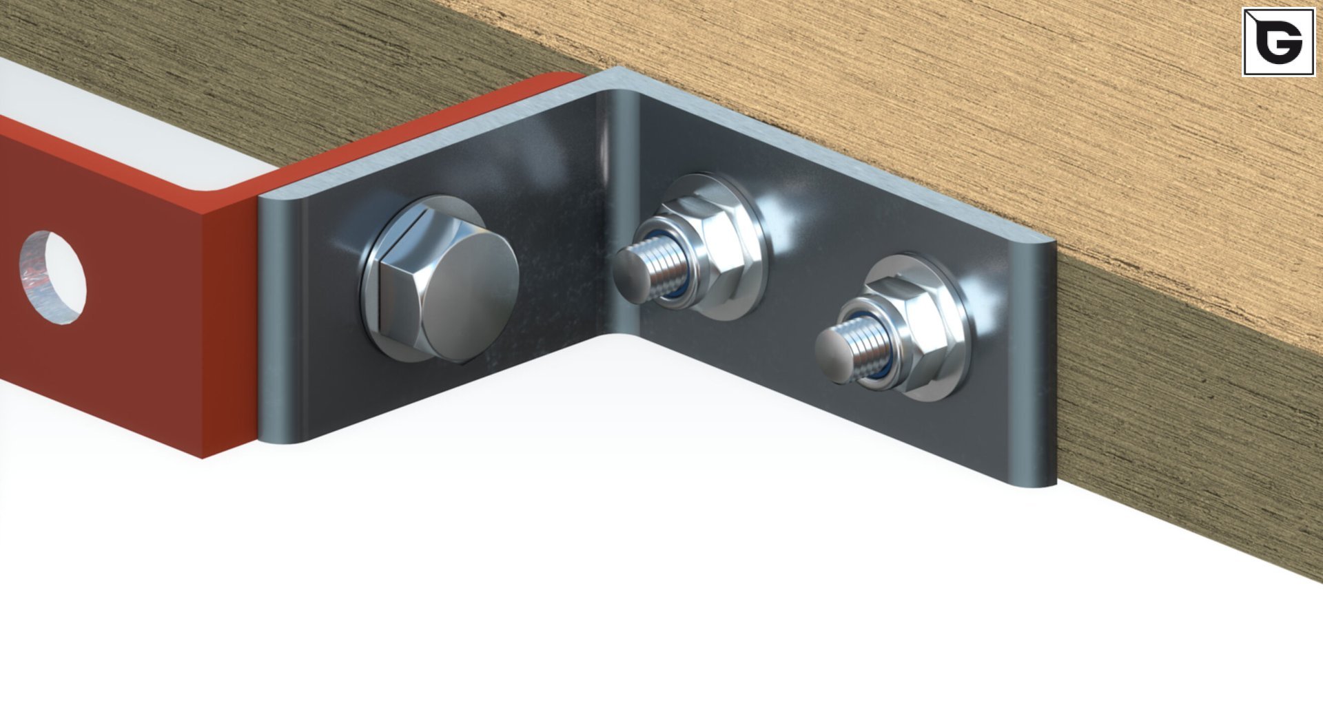 Befestigung über 
 Bolzen mit Flansch