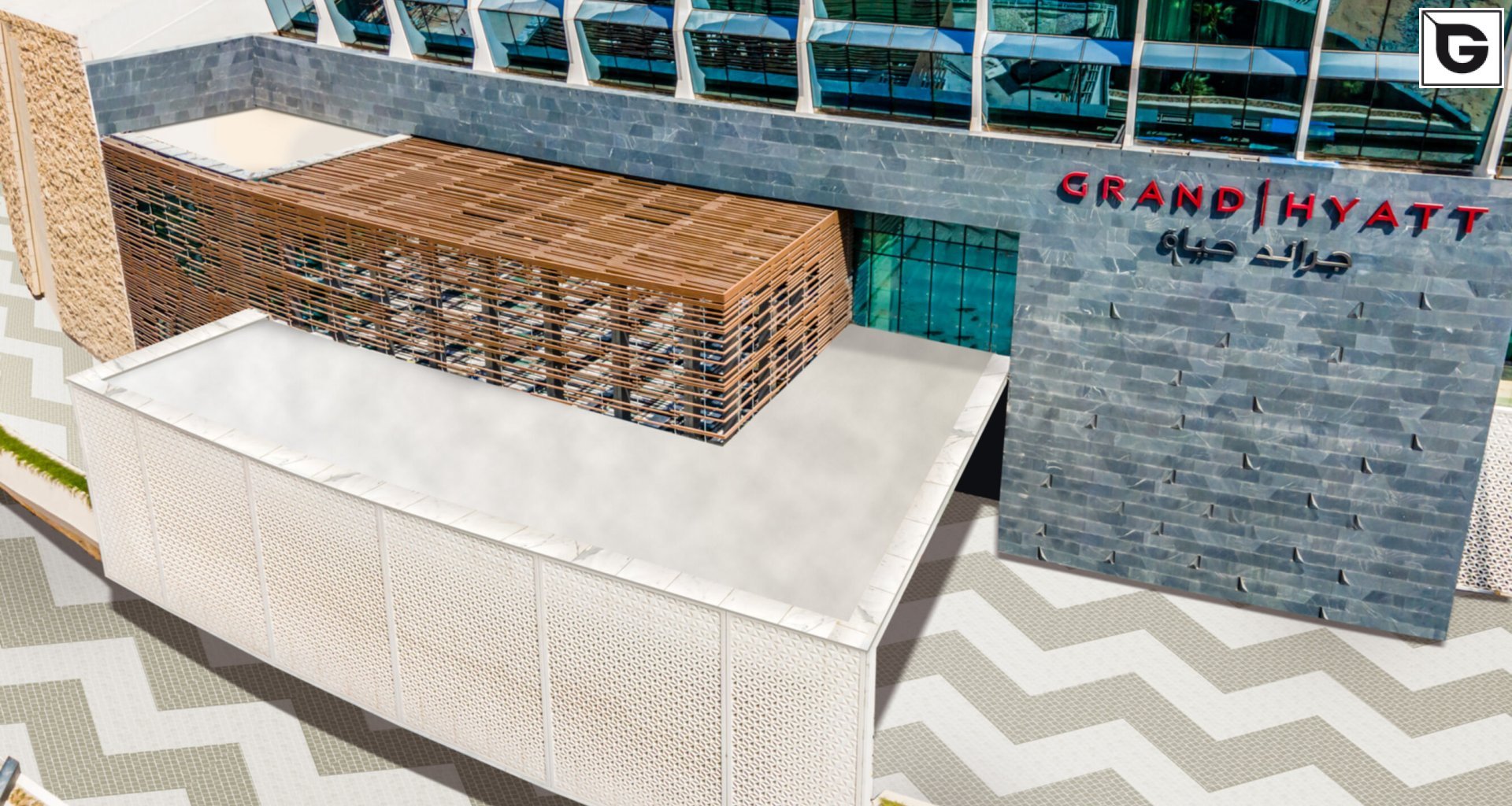 Restaurant und Hotelgewerbe_Verti & Horiz Fassadenverkleidung _Gebogene Profilen